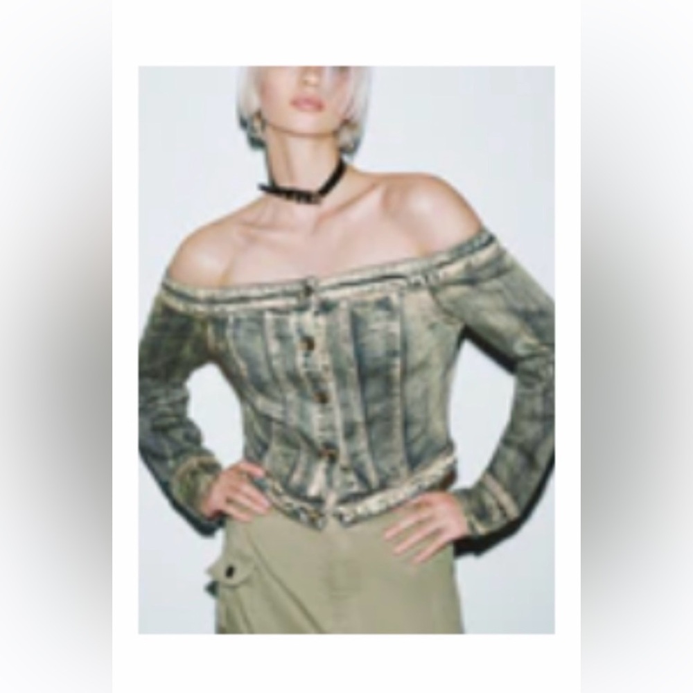 Off-Shoulder Denim Top